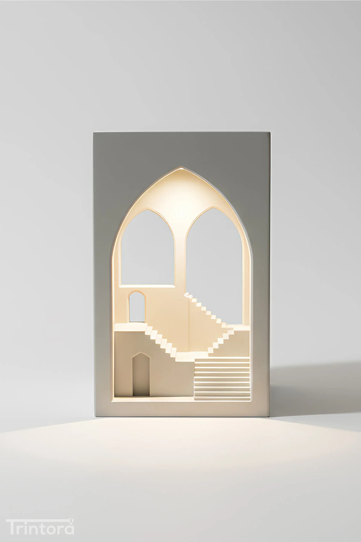 Modern Kitaplık Ayracı & Gece Lambası Işıklı Mimari Book Nook Kitaplık Arası Stand