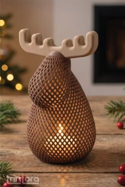 Geyik Çok Renkli Dekoratif Tea Light Mumluk – Mum Hediyeli Ortam Işığı (11,5 x 8cm)